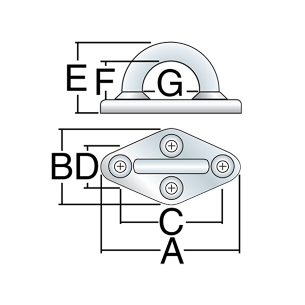 Alça Inox c/ Base Diamante Harken 688 79mm - Imagem 3