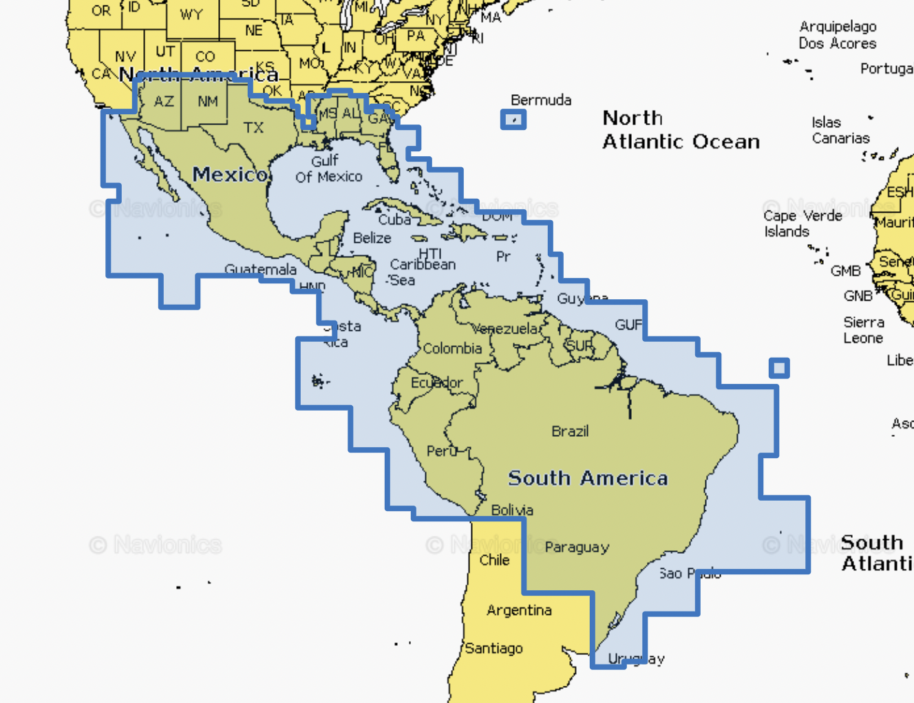 Carta Náutica Navionics Plus Large México Caribe Brasil NASA004L