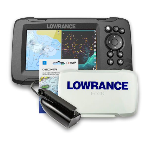 GPS Sonar Lowrance Hook Reveal 5 ROW c/ Capa e Carta Náutica