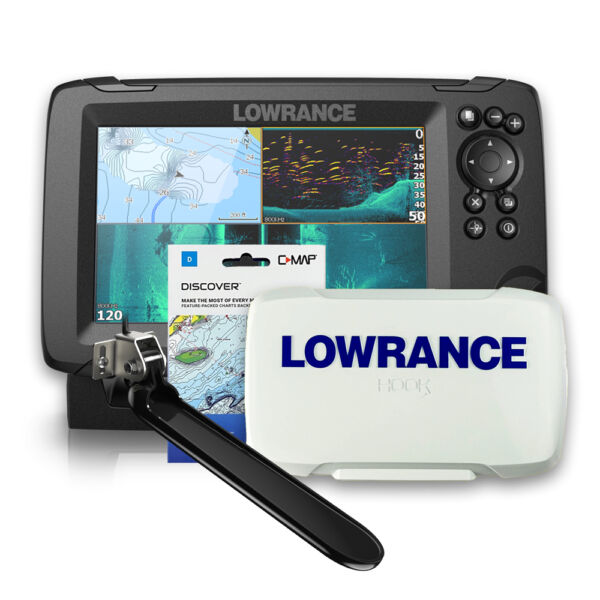 GPS Sonar Lowrance Hook Reveal 7 TS c/ Capa e Carta Náutica