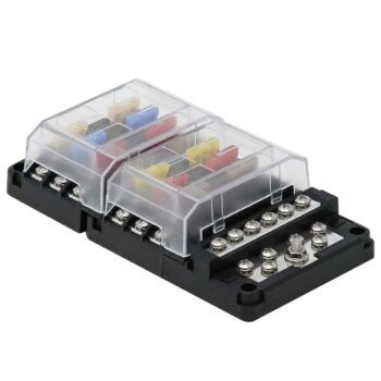 Porta Fusível Lâmina 12 Vias c/ Barramento Negativo LED EGIS 8026B