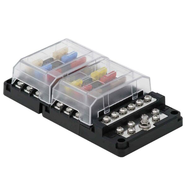 Porta Fusível Lâmina 12 Vias c/ Barramento Negativo LED EGIS 8026B